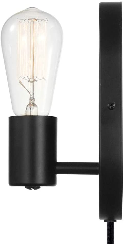 Simplicity black industrial wall sconce