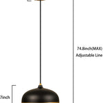 Matte black and gold dome pendant light  slop ceiling hanging lamp