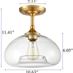 Mid Century Fluch Mount Light Fixture globe glass ceiling lamp with brass finish