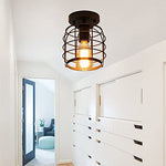 Simplicity industrial flush mount light fixture black farmhouse cage ceiling lamp