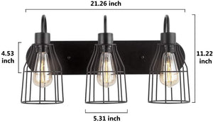 3 light industrial cage wall light fixture