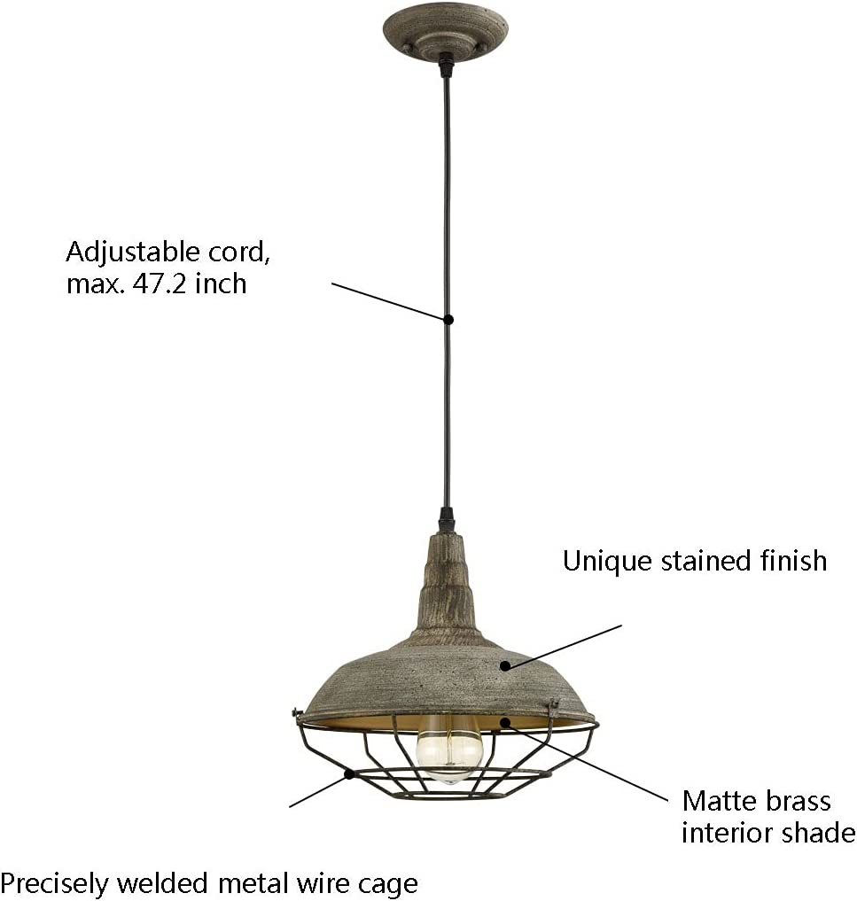 Vintage barn ceiling pendant light rust cage hanging light