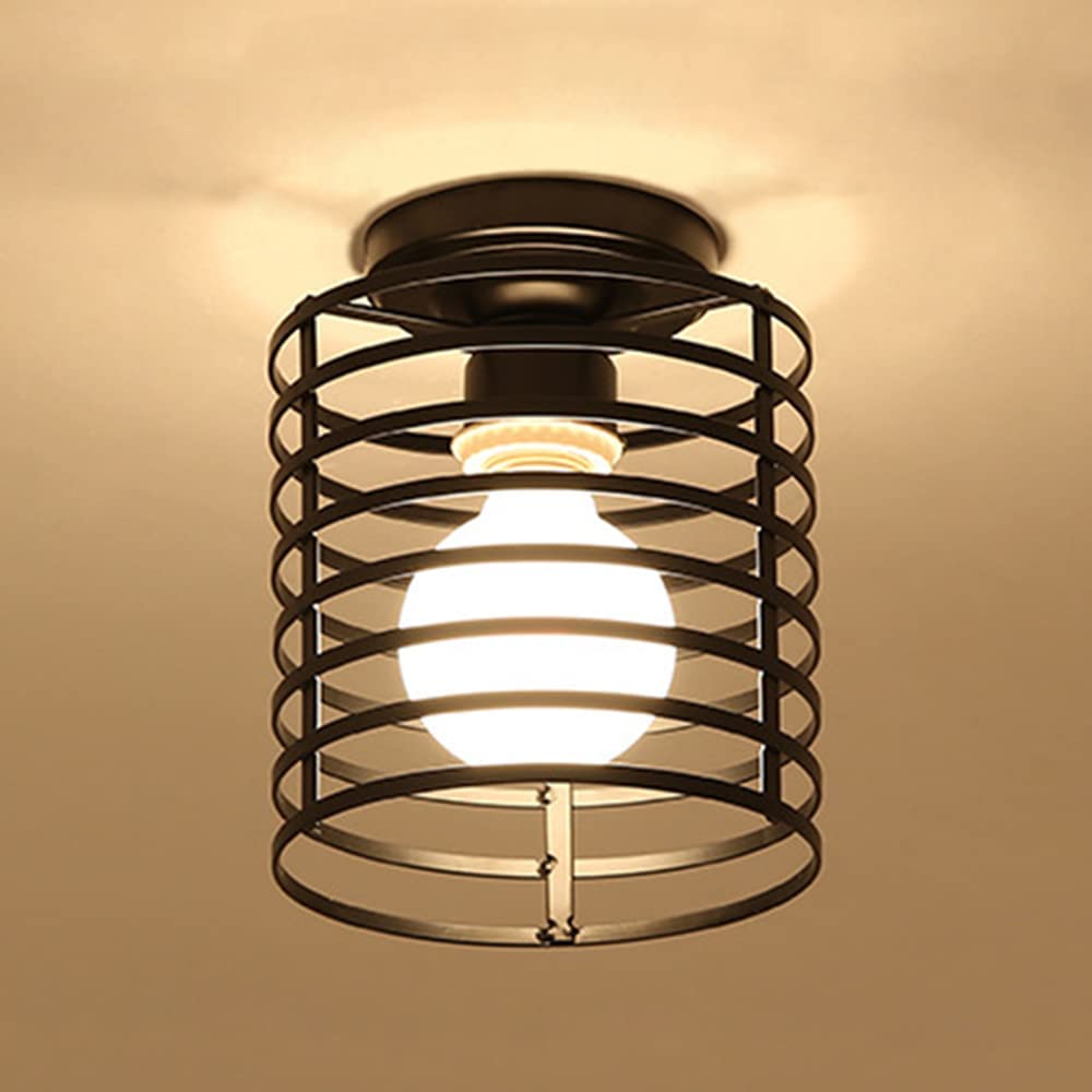 Small cage ceiling light fixture rust black industrial ceiling lamp