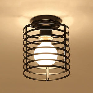 Small cage ceiling light fixture rust black industrial ceiling lamp