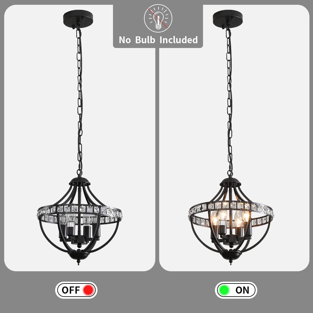 4 light crystal chandelier rust vintage black farmhouse pendant hanging light