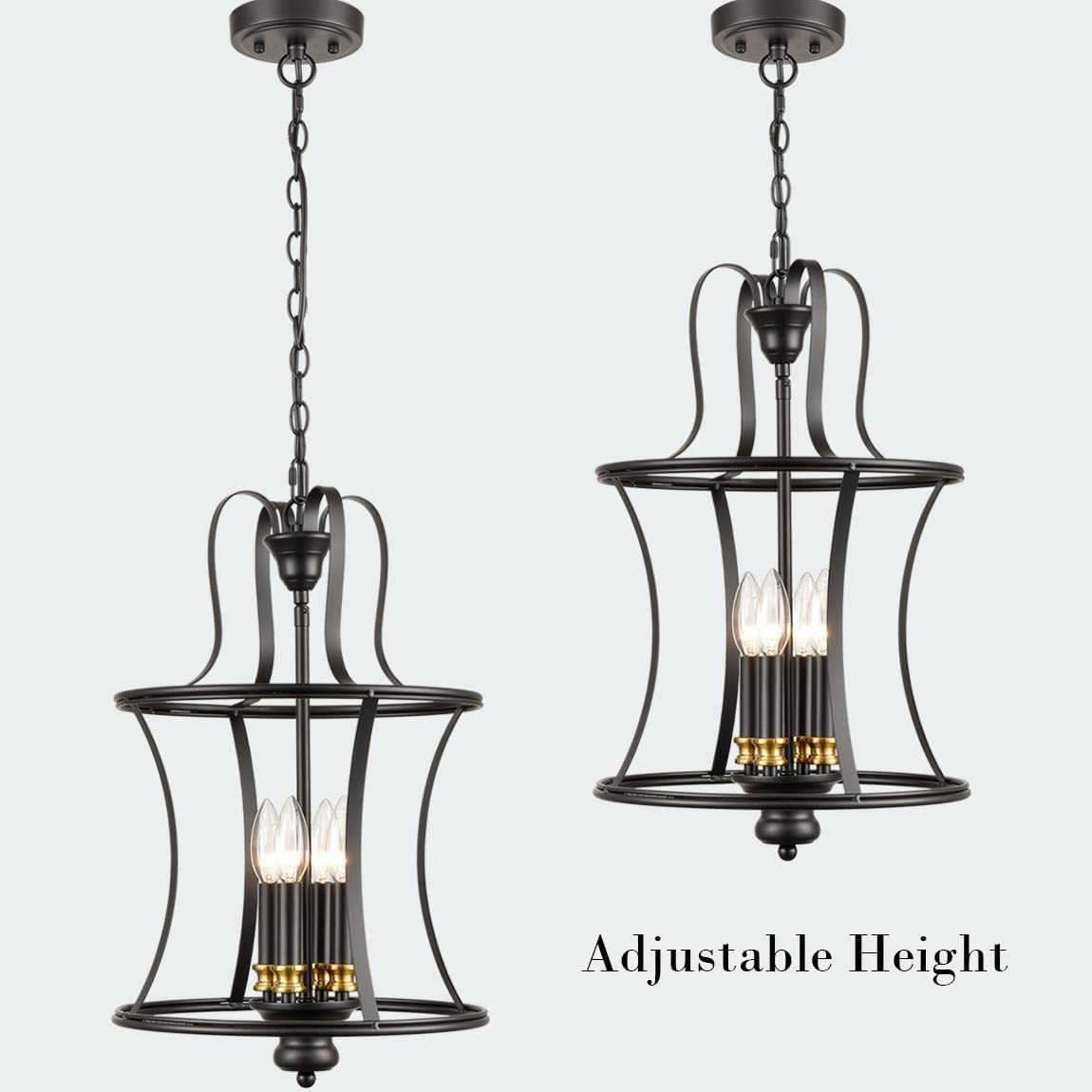 4 light farmhouse lantern chandelier adjustable cage lantern pendant light