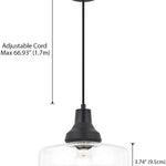 Seeded glass pendant light with matte black finish