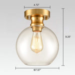 Mini Semi Flush Mount Ceiling Light globe glass ceiling lamp with gold finish