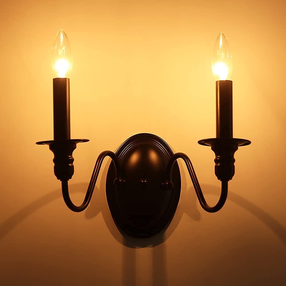 2 light wall candle sconces black farmhouse industrial light fixture sconce wall lighting