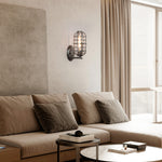 Industrial indoor net glass wall sconce outdoor cage wall light with black silver finish