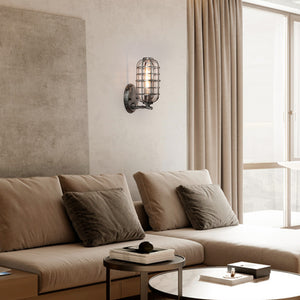 Industrial indoor net glass wall sconce outdoor cage wall light with black silver finish