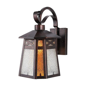 Retro outdoor lantern industrial glass wall sconce with bronze finish