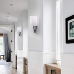2 pack modern wall sconce with white fabric shade