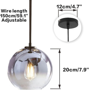 Silver glass hanging light modern globe pendant light fixture