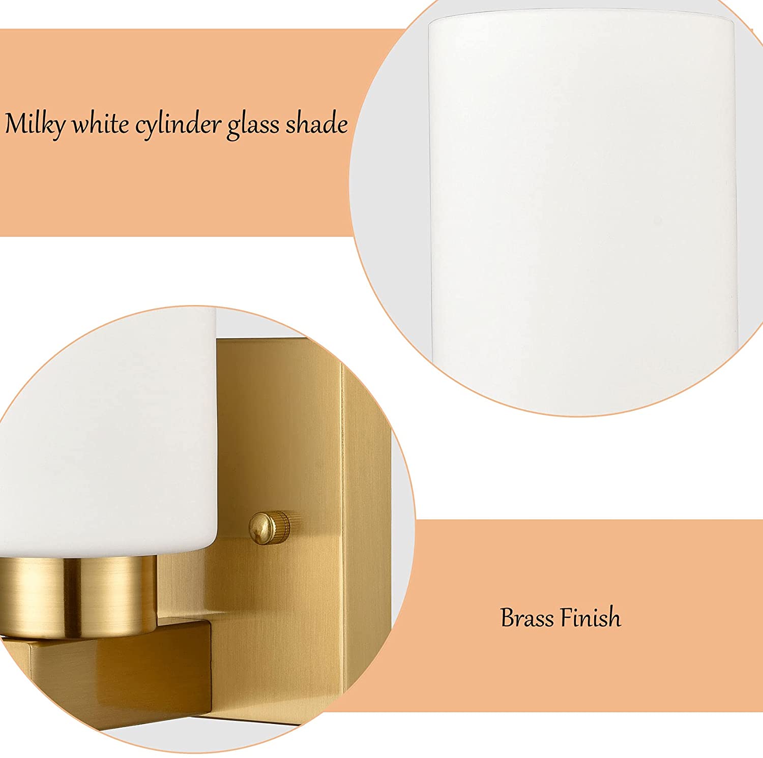 2 pack Cylinder Glasswall light fixture modern brass vanity light
