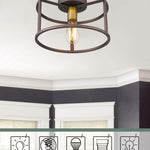 Vintage industrial ceiling light fixture with oil-rubbed bronze finish