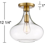 Mid century close to ceiling light industrial gold glass semi flush mount lighting fixture