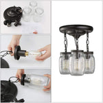 3 light glass mason jar flush mount black ceiling fixture