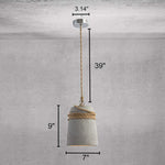 Concrete bell pendant lamp loft hemp rope hanging light fixture