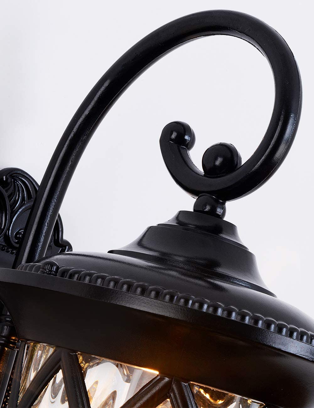 Metal wall art outdoor black die-cast aluminium wall sconce with glass shade