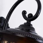 Metal wall art outdoor black die-cast aluminium wall sconce with glass shade