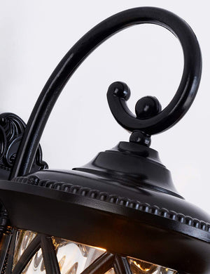 Metal wall art outdoor black die-cast aluminium wall sconce with glass shade