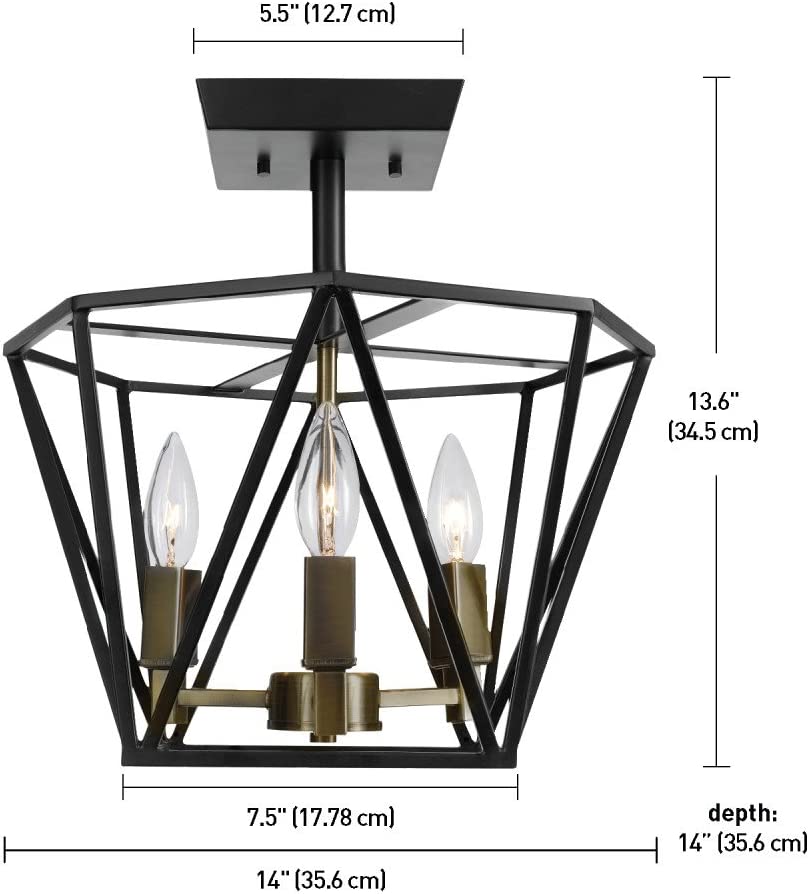 3 light semi flush mount ceiling light fixture vintage industrial ceiling lamp