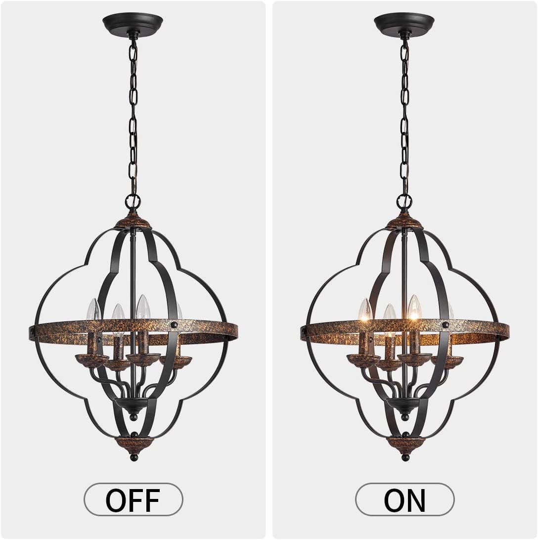 4 light pendant light rust vintage farmhouse chandelier