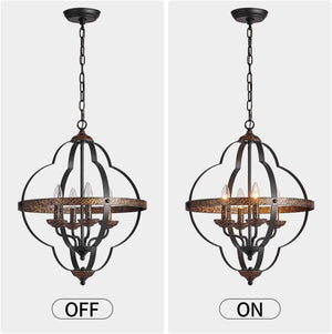 4 light pendant light rust vintage farmhouse chandelier