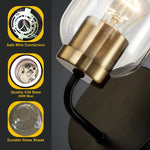 2 pack brass wall sonce black glass wall lighting fixture