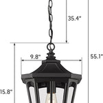 Farmhouse outdoor hanging light black exterior pendant lamp with glass shade