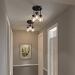 3 light glass mason jar flush mount black ceiling fixture