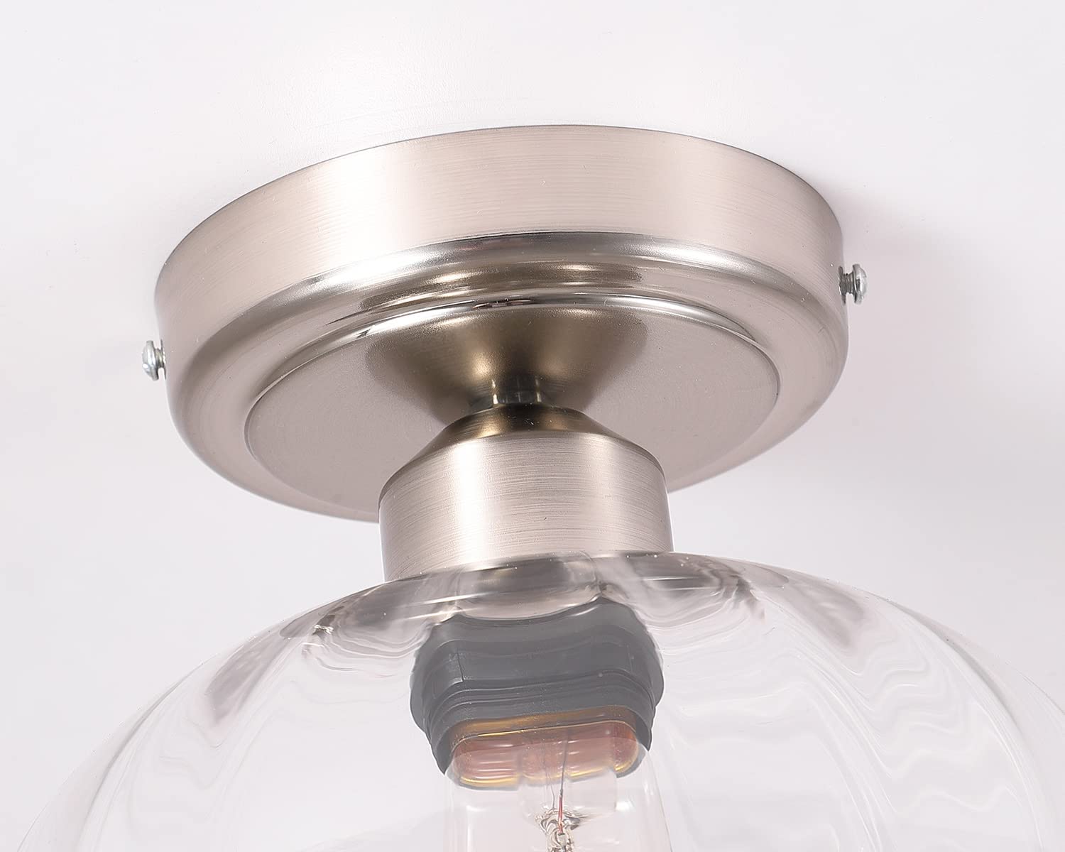 Modern glass semi flush mount ceiling light chrome close to ceiling lighting with nickel finish