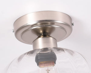 Modern glass semi flush mount ceiling light chrome close to ceiling lighting with nickel finish