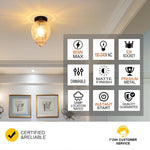 Black Semi Flush Mount Ceiling Light Fixture Farmhouse Glass Close to Ceiling Lighting
