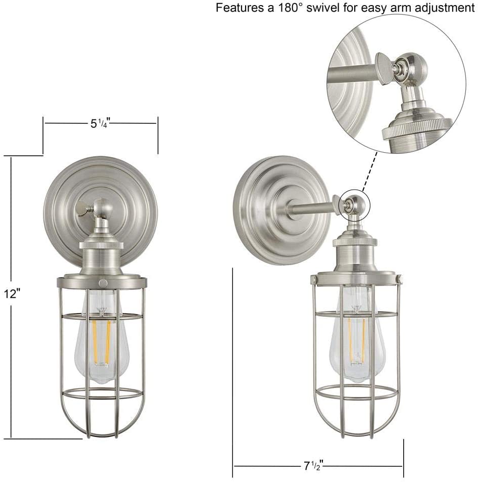 Industrial chrome wall light home wire cage wall sconce