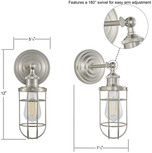 Industrial chrome wall light home wire cage wall sconce