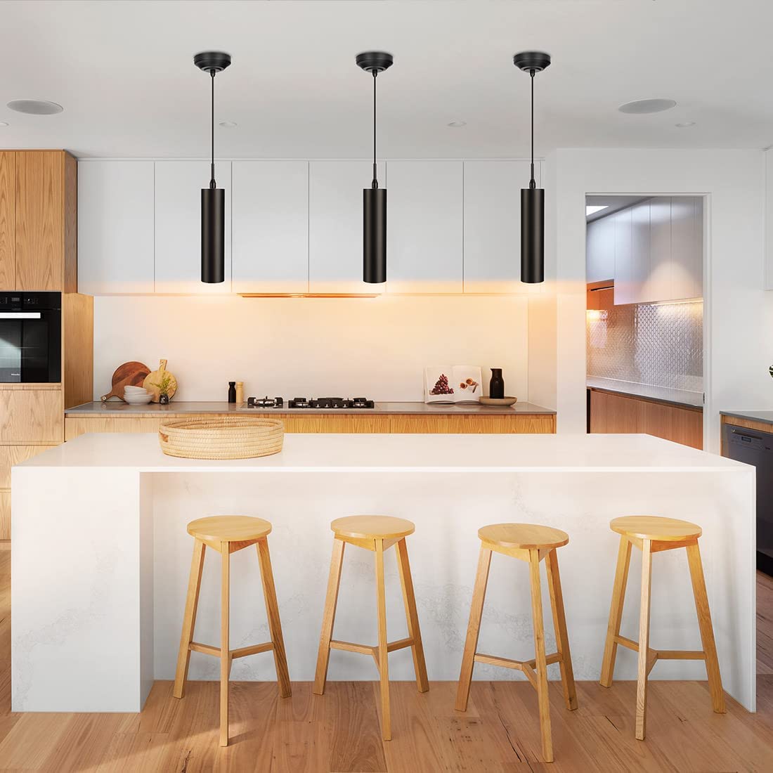 LED modern pendant light fixture matt black pendant lights for kitchen island