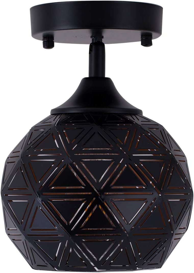 Black industrial mini semi flush mount ceiling light fixture modern ceiling lamp