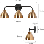 3-Light bathroom wall light black and gold brass wall sconce