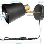 2 pack plug in bedroom sconce black gold industrial sconces wall lighting