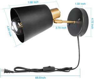 2 pack plug in bedroom sconce black gold industrial sconces wall lighting