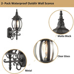2 pack outdoor wall lantern matte black wall sconce