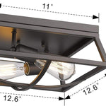 2 light flush mount ceiling light farmhouse black lighting with bronze finish