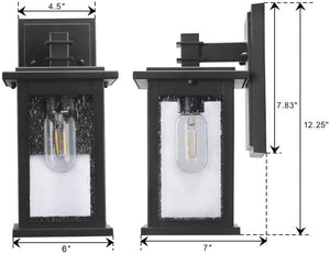 1-light lantern wall light fixture with clear seeded glass shade