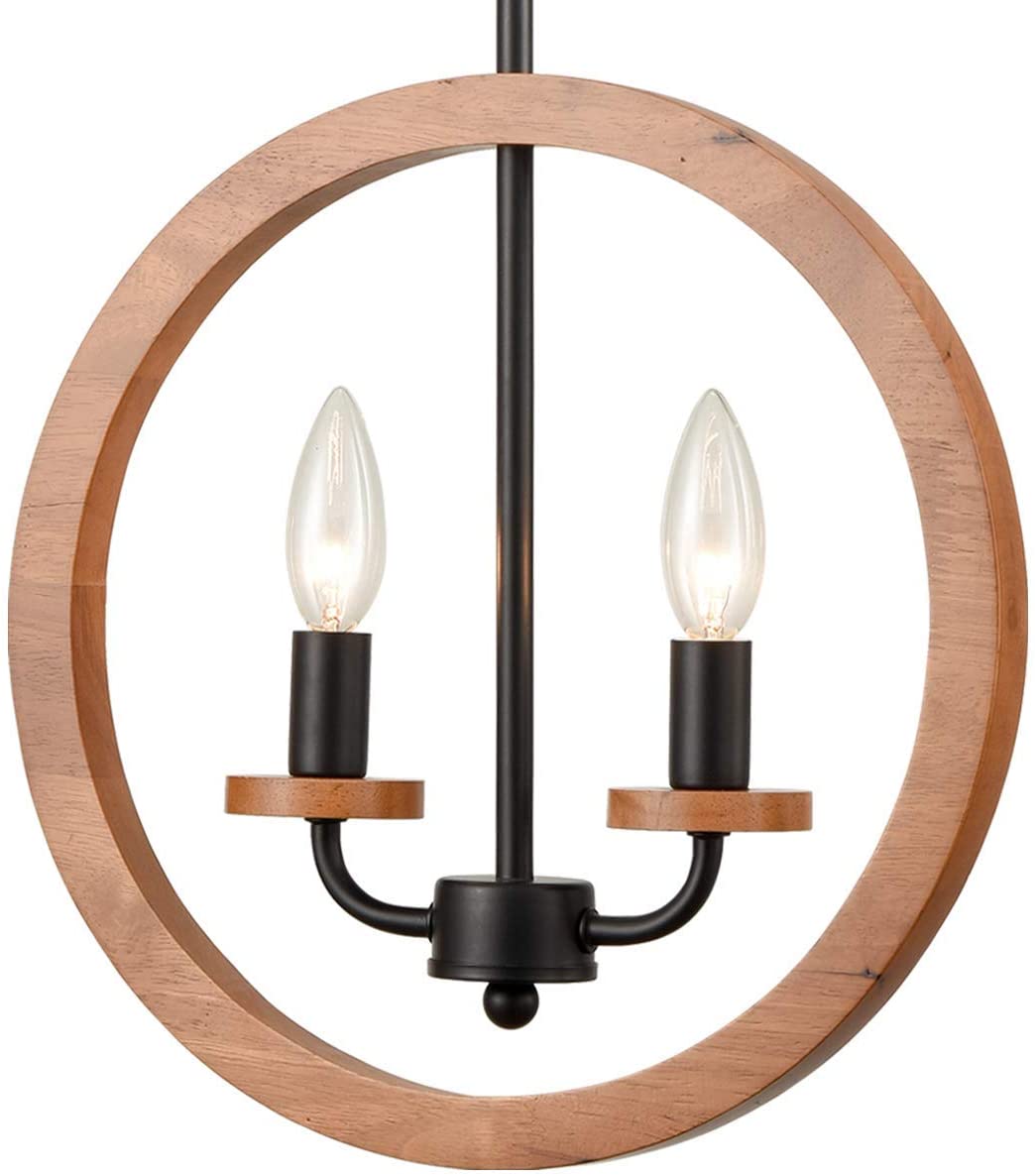 2 light wood pendant light globe walnut hanging lighting