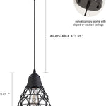 Black woven pendant light fixture mini rope hemp pendant lamp