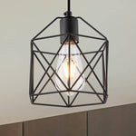 Black cage hanging lamp rust island pendant light fixture