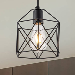 Black cage hanging lamp rust island pendant light fixture