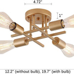4 light modern semi flush mount ceiling light fixture with gold finish